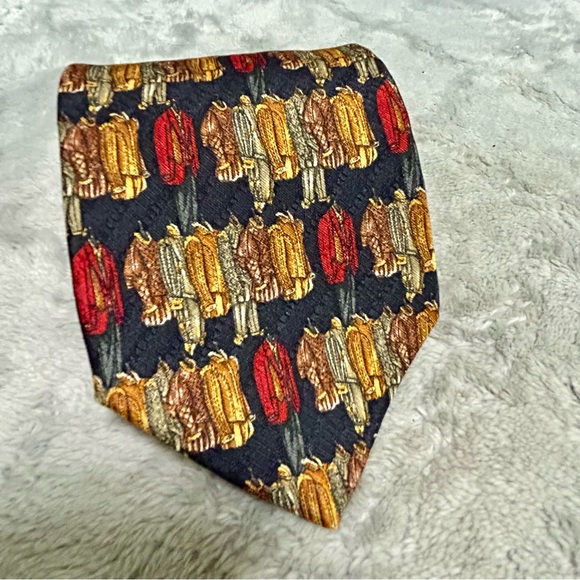 Ermenegildo Zegna Black Red & Gold Silk Tie 3.5” Wide 57” Long NWOT
